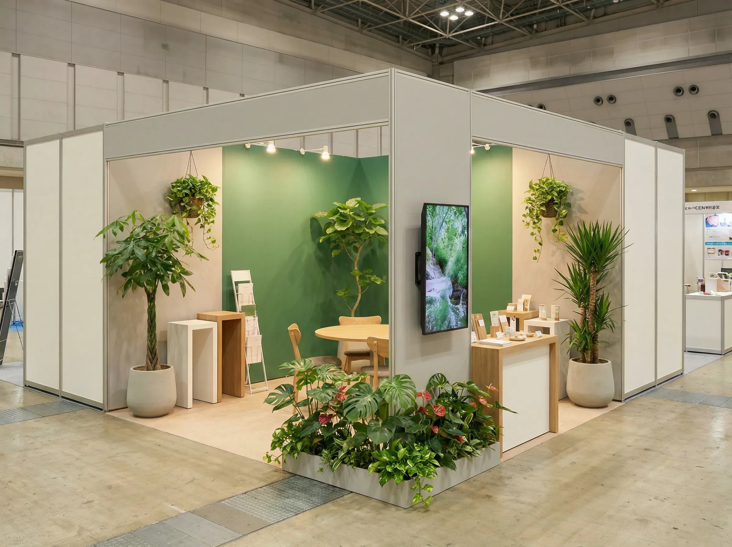 展示会ブースに設置された観葉植物