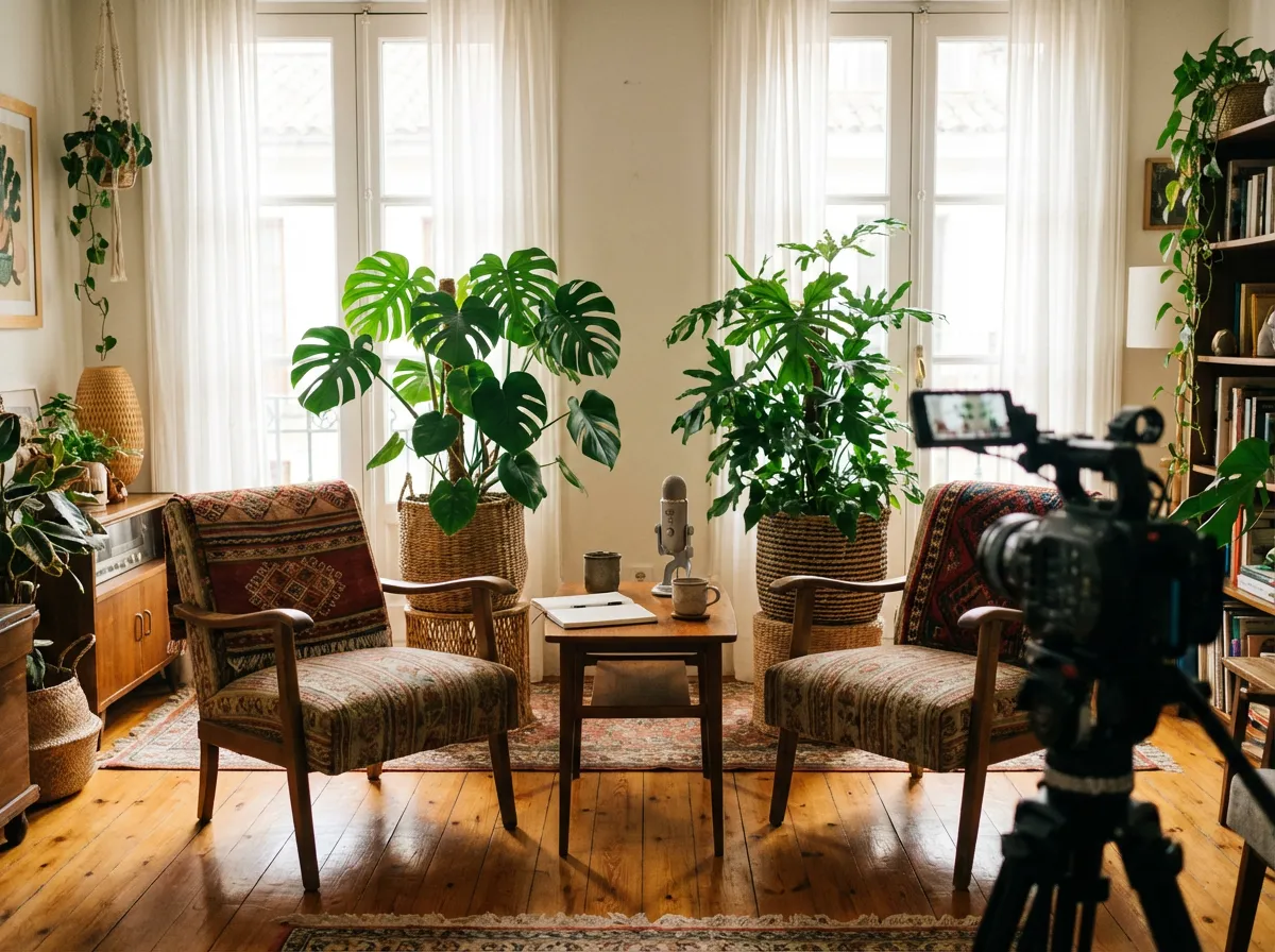 撮影スタジオに設置された観葉植物