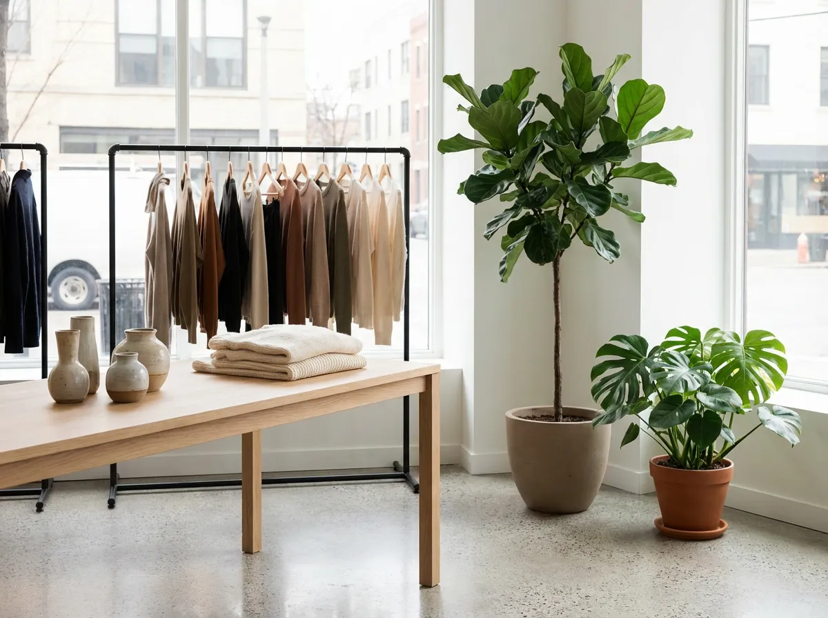 アパレル店舗に設置された観葉植物